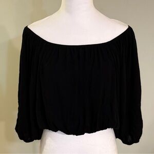 LA MIEL, Black Off Shoulder Bubble Sleeve Blouse, Like New, Size Small